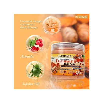 DR MEINAIER 2 PCs 100% Tumeric Bath Salt Anti-dark spots and Anti-aging Brightening Body Scrub