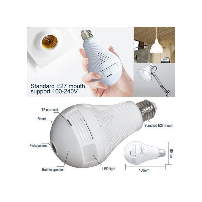 Panoramic 360° CCTV Bulb Wi-Fi Hidden Camera