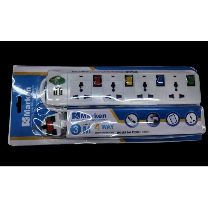 Marken 4-Way Extension with 2 USB Ports – Reliable Power, All in One Place