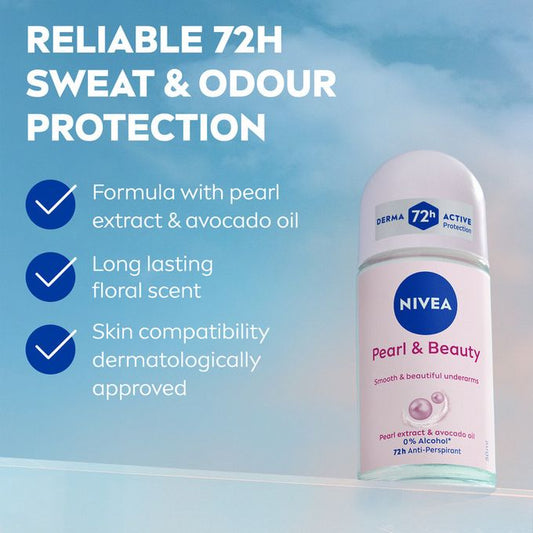 NIVEA Pearl & Beauty Anti-Perspirant Roll-On, 72h – 50ml