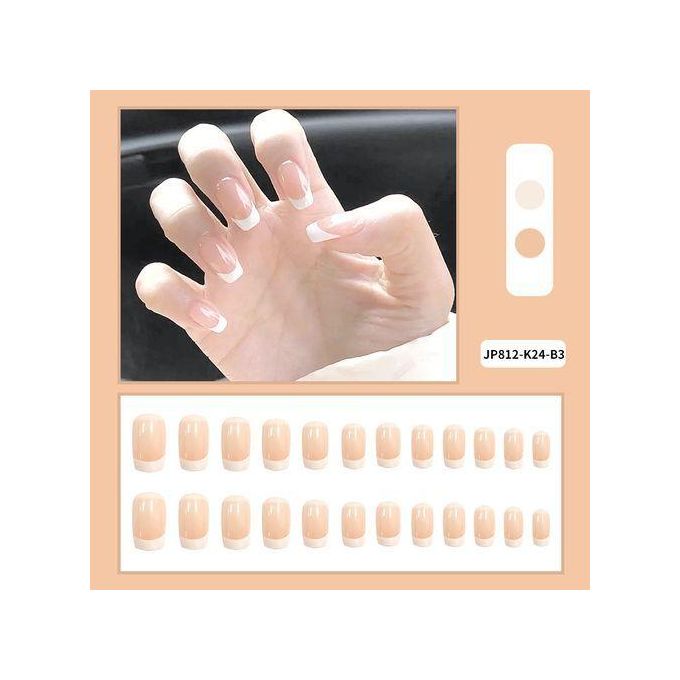 72Pcs Matte Long French Nails with Glue