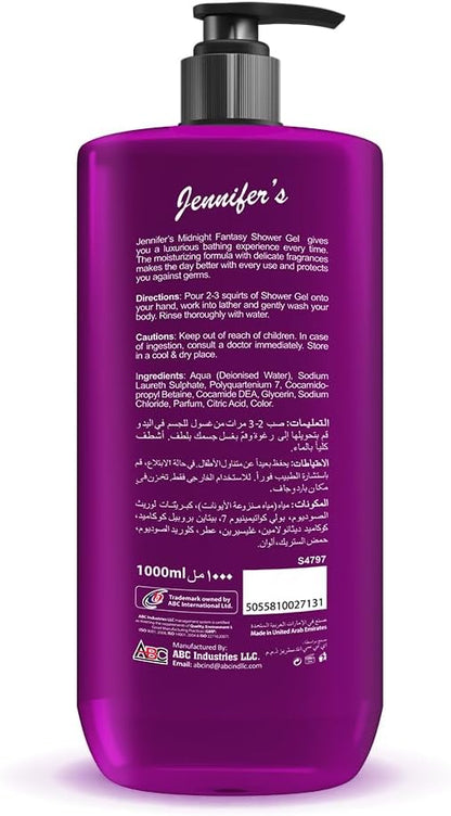 Jennifer's Shower Gel 1000 ml, Midnight Fantasy