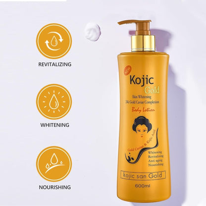 Kojic Acid Soap Skin Whitening 24 Gold Caviar Complexion Lotion,