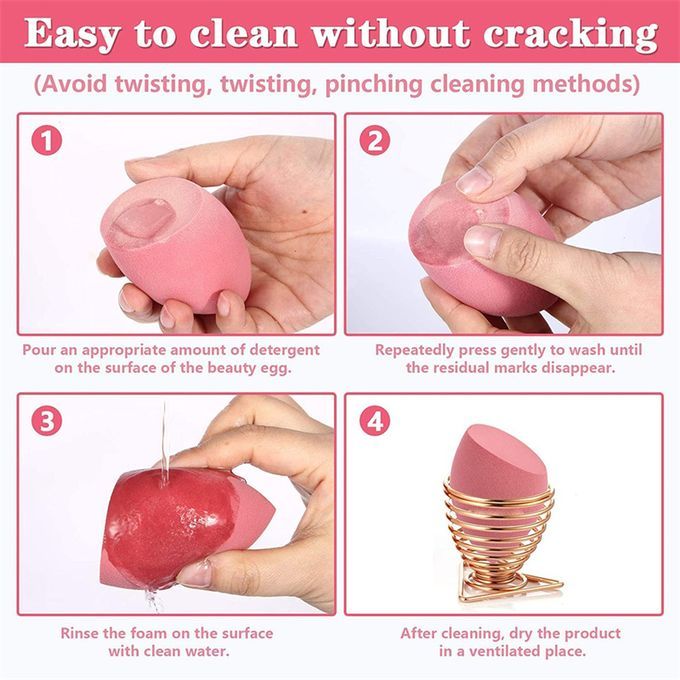 Qwen Makeup Sponges – Beauty Blender Sponge Set (4pcs, Pink)