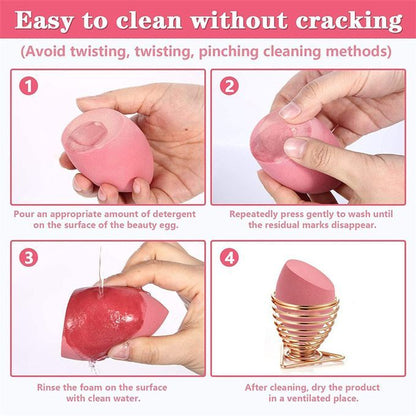 Qwen Makeup Sponges – Beauty Blender Sponge Set (4pcs, Pink)