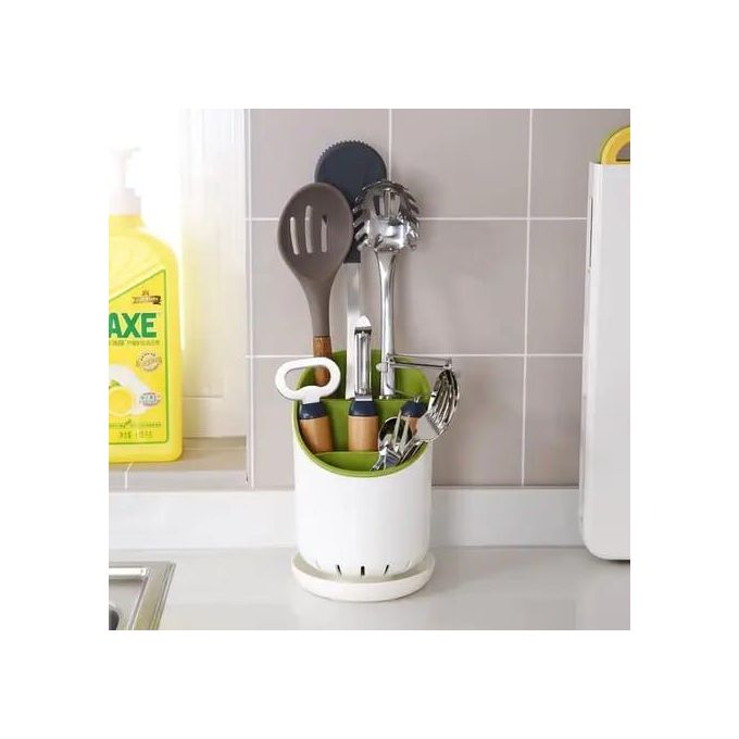 Cutlery Drainer and Organizer with Safe Knife Slot