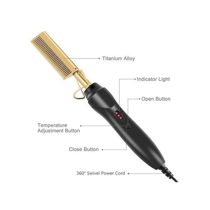 Professional Electric Hot Comb – Gold Heat Hair Straightener