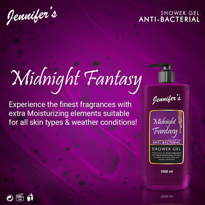 Jennifer's Shower Gel 1000 ml, Midnight Fantasy