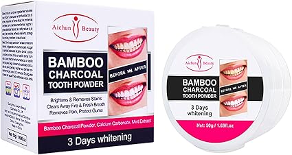 Aichun Beauty Bamboo Charcoal Tooth Powder 3 Days Whitening Fresh Breath Mint Extract Removes Stains 50g/1.69fl.oz