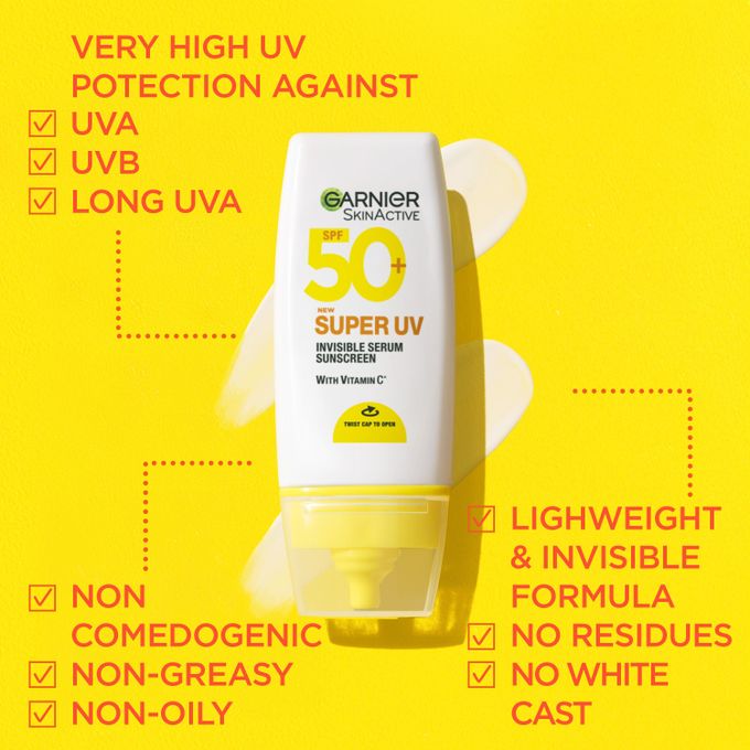 Garnier SkinActive Super UV Invisible Sunscreen SPF50 with Vitamin C