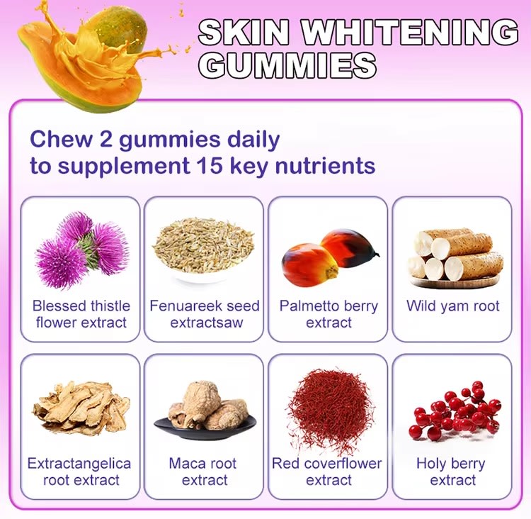 Winstown Sandwich whitening gummies skin supplement Strawberry flavor Skin beauty collagen OEM glow whitening gummies