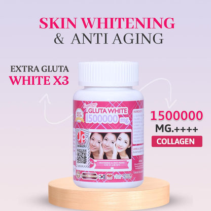 Gluta White Supreme White 1500000 Mg. -Grape Seed Extract, Co-enzyme Q10 - 30 Capsules. + Vitamin C