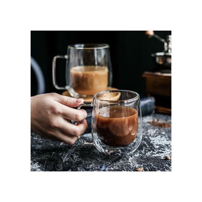 Double Wall Insulated Glass Coffee Mug / Tea Cup