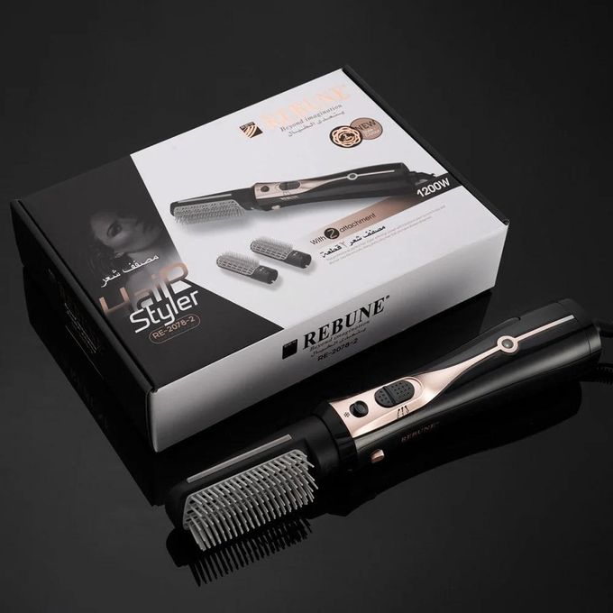 Rebune RE-2078-2 Hair Styler – 2 Brushes, 2 Heat Levels & Cool Air | 1200W | Black