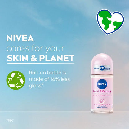 NIVEA Pearl & Beauty Anti-Perspirant Roll-On, 72h – 50ml