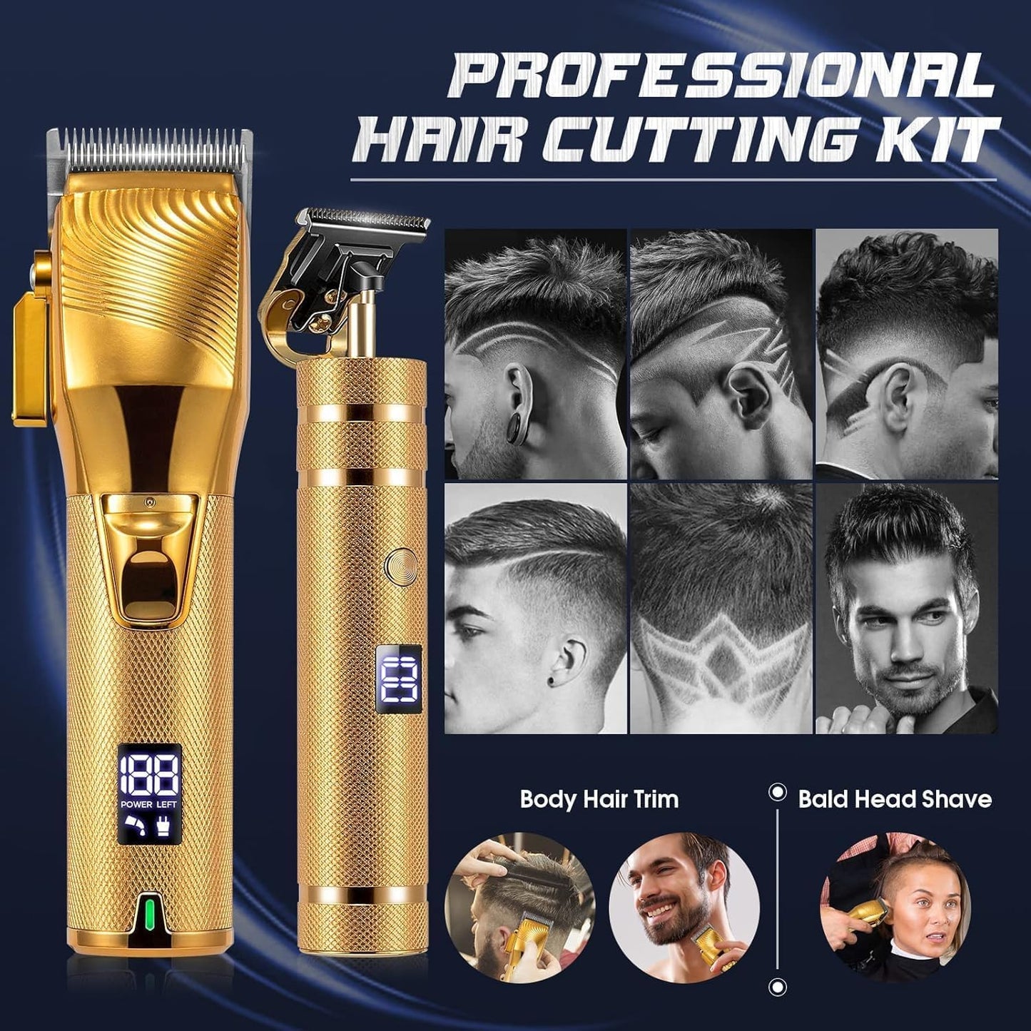 Carving Hair Clipper Professional Hair Cutting Machine Barber Rechargeable Hair Trimmer Metal Haircut Machine Clipper for Men