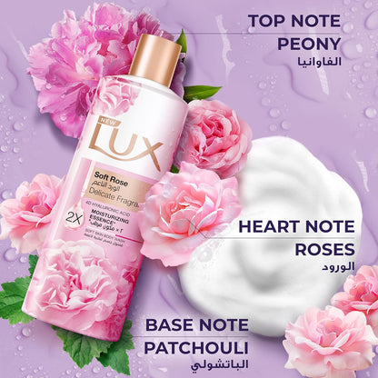 Lux Delicate Fragrance Body Wash, Soft Rose, 2x Moisturizing Essence, with 4D Hyaluronic Acid, 500ml