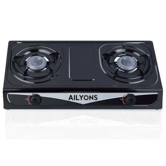 Ailyons Double Gas Burner Stainless Steel Gas Stove Cooker