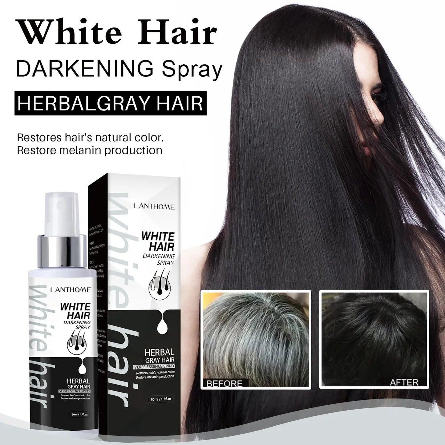 🔥 SALE — LANTHOME White Hair Darkening Spray | Cover Gray Hair Instantly | Men & Women | KSh 2,200