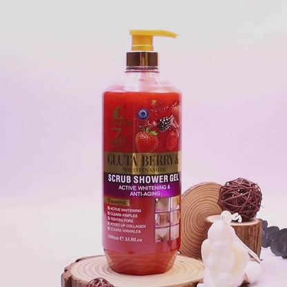 ROUSHUN Lightening Body Wash Shower Gel Exfoliating Gluta Berry Scrub Shower Gel