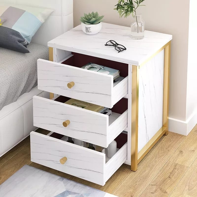 Marble effect bedside cabinets