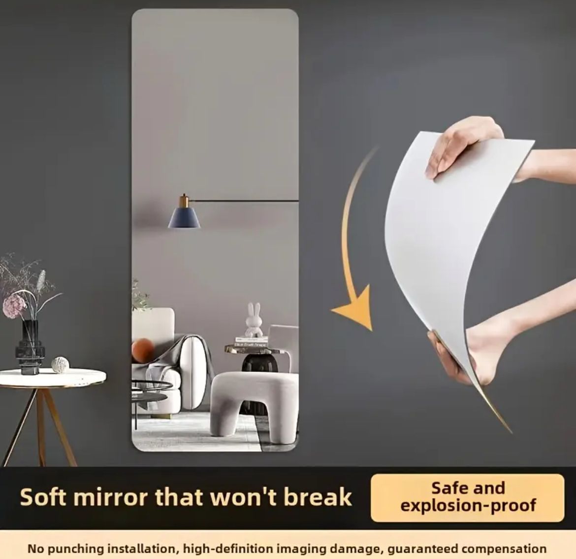 Peel and Stick Unbreakable Mirror