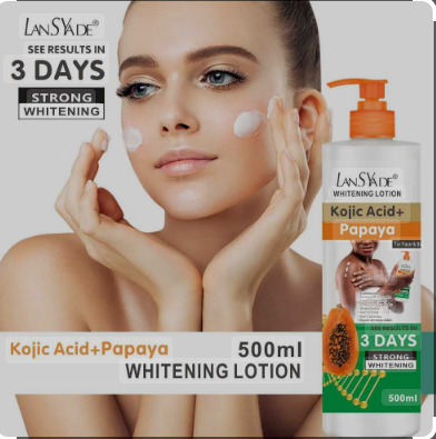 LansYade Kojic Acid & Papaya Exfoliating Skin Brightening Face & Body Lotion.