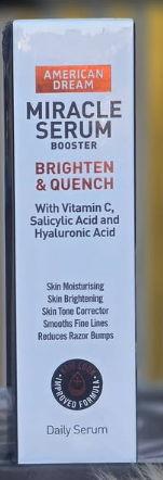 American Dream Brighten & Quench Miracle Face Serum with Vitamin C Salicylic acid & Hyaluronic Acid.