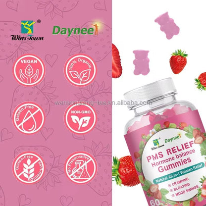 Wins town PMS Relief Gummy Private label vegan Support Premenstrual Syndrome vitamin Hormone balance PMS gummies for Women