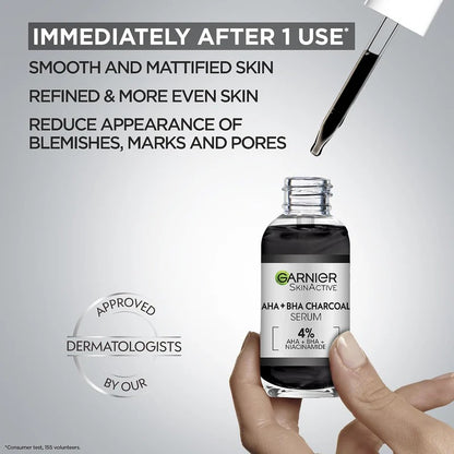 Garnier SkinActive 4% AHA + BHA (Salicylic Acid) & Niacinamide Charcoal Serum