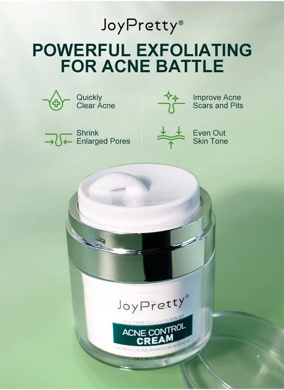JoyPretty Acne Control Cream with Tea Tree Oil & Vitamin B3 (Niacinamide)