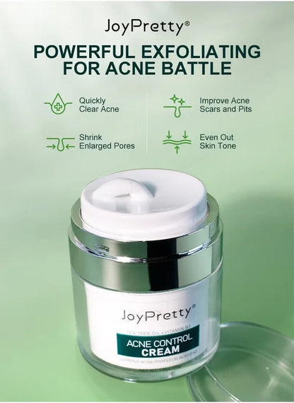 JoyPretty Acne Control Cream with Tea Tree Oil & Vitamin B3 (Niacinamide)