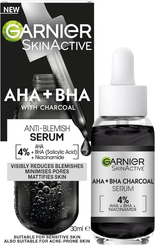 Garnier SkinActive 4% AHA + BHA (Salicylic Acid) & Niacinamide Charcoal Serum