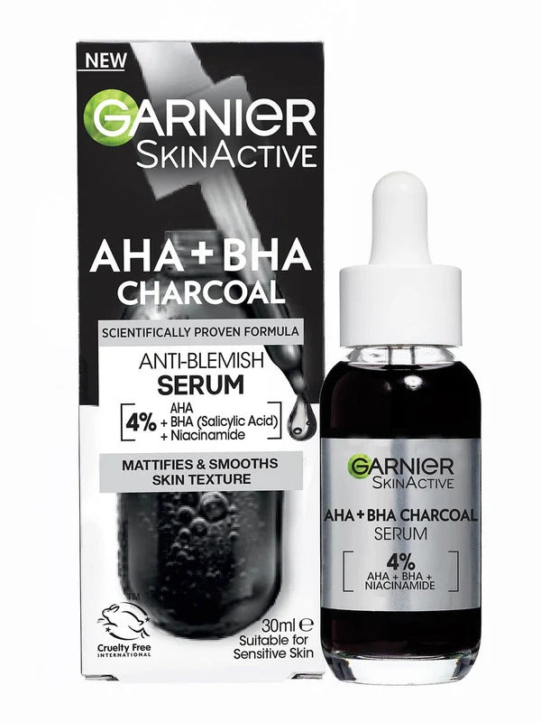 Garnier SkinActive 4% AHA + BHA (Salicylic Acid) & Niacinamide Charcoal Serum