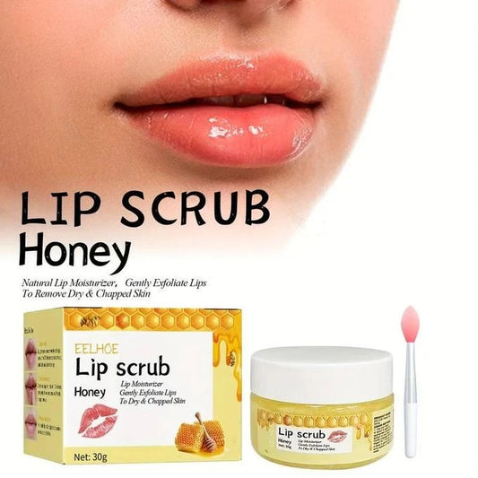 EELHOE Honey Lip Scrub Exfoliator & Moisturizer with Lip Brush