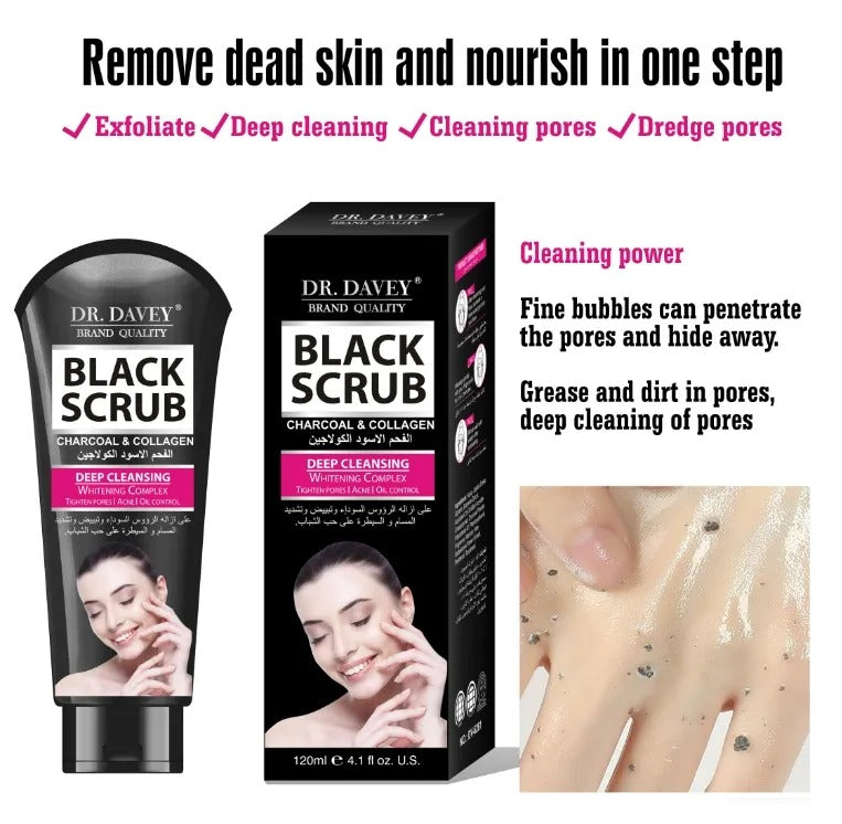 Dr. Davey Charcoal & Collagen Deep Cleansing Black Scrub