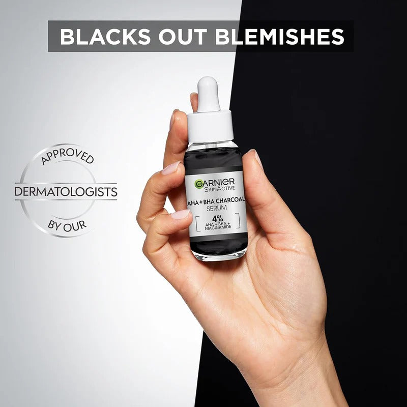Garnier SkinActive 4% AHA + BHA (Salicylic Acid) & Niacinamide Charcoal Serum