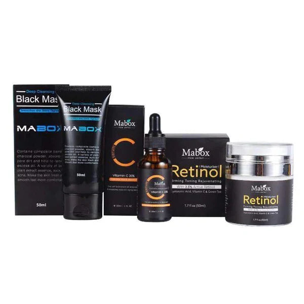 Mabox Acne Pack-Vitamin C Serum, Black Mask And Retinol Cream