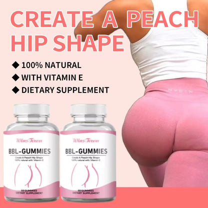 WINS TOWN BBL Gummies creat peach hip shape 100% natural with Vitamin E Private label hip big butt dietary supplements 60 Gummies