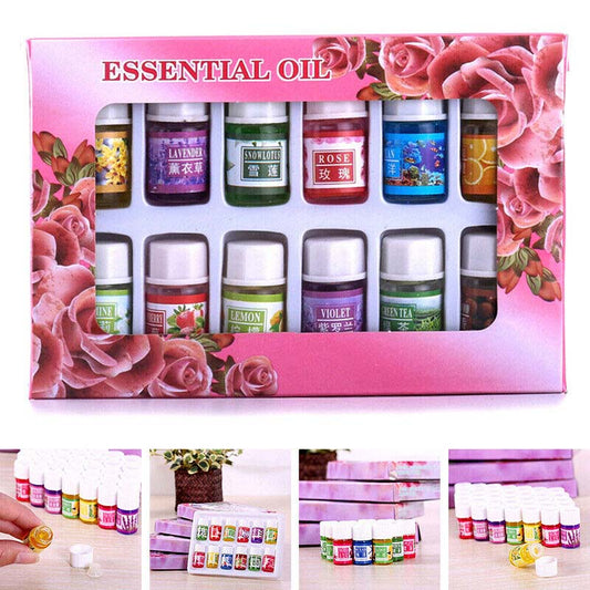 12pcs Aromatherapy Essential Oil Pack – Pure Scents for Humidifiers & Diffusers