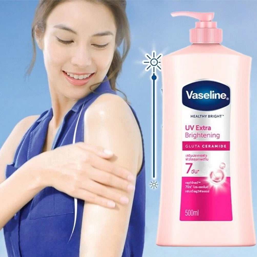 Vaseline Healthy Bright UV Extra Brightening Gluta Glow Body Lotion, Size 500ml.
