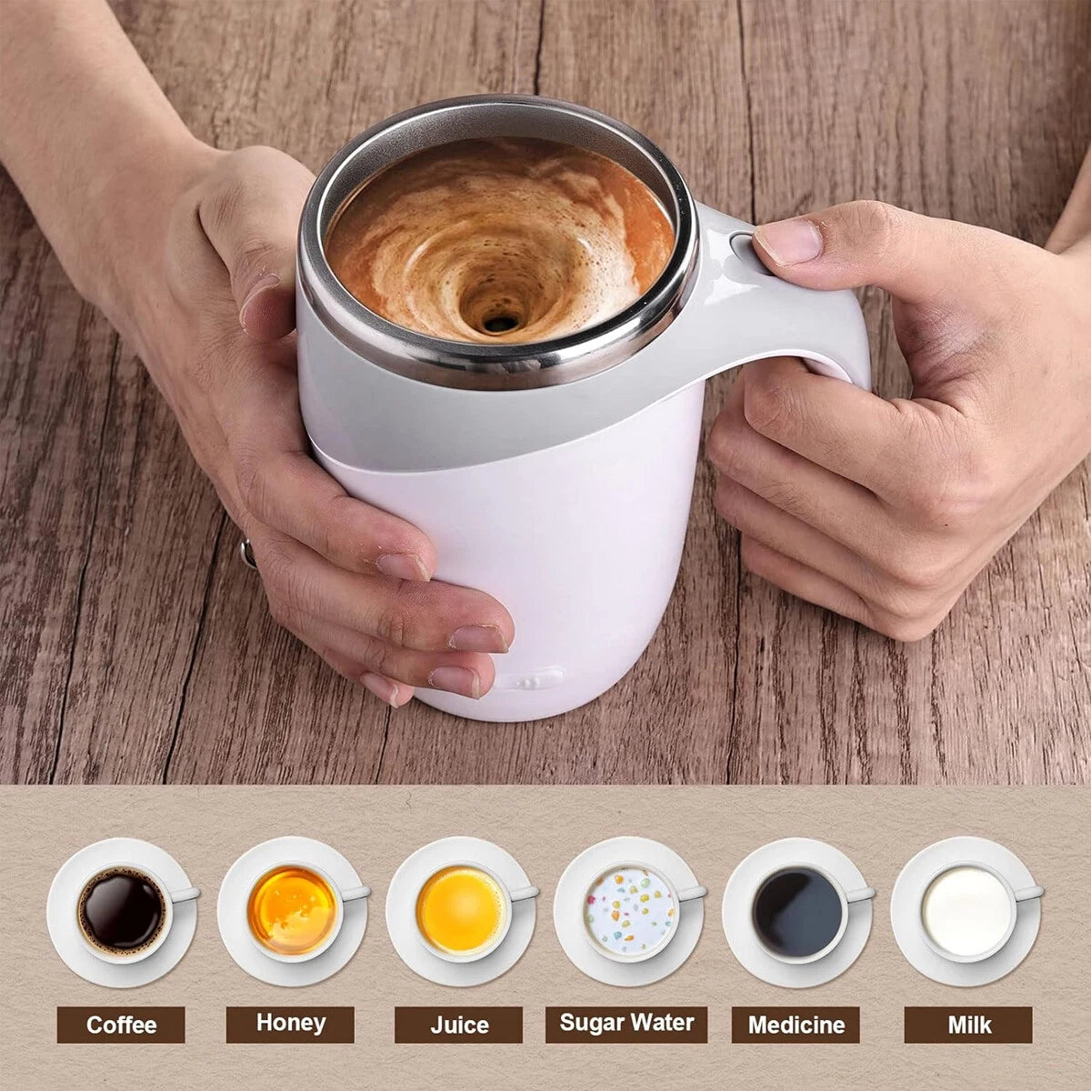 AAA Battery Powered Stainless Steel Magnetic Stirring Cup – 380ml