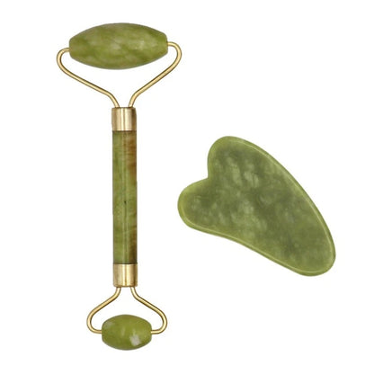 Natural Gua Sha Facial Jade Roller – Face & Body Massager