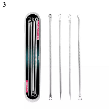 4pcs Blackhead Remover Kit – Stainless Steel Acne & Pimple Extractor Set