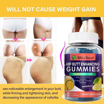 WINS TOWN Women effective plump Hip and big Butt enlargement gummies Enhancement Firming Halal pectin Buttock enlargement sexy girl gummy